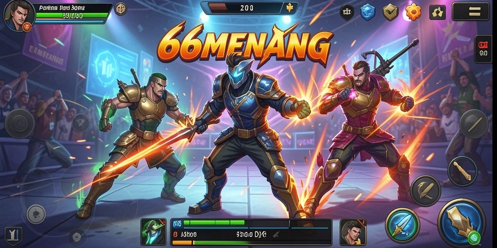 Screenshot gameplay 66MENANG yang menunjukkan aksi pertarungan seru.