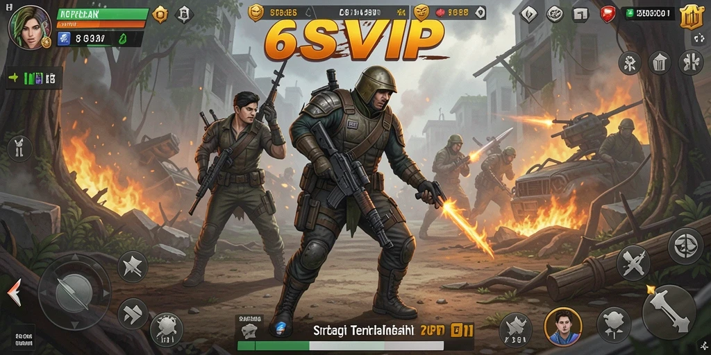Screenshot gameplay 6SVIP yang menampilkan pertempuran strategis.