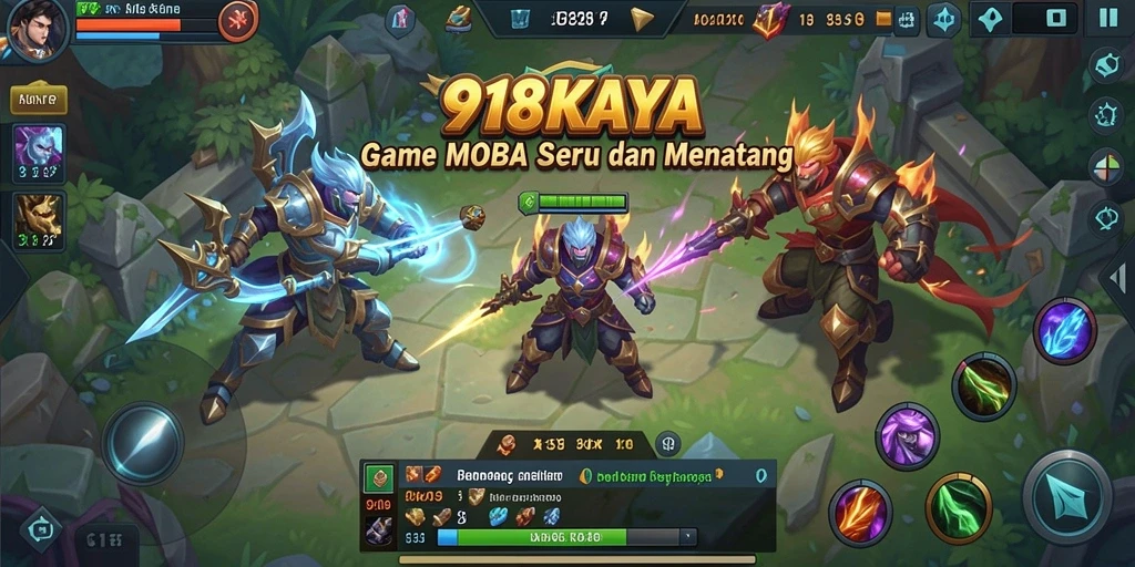 Tangkapan layar gameplay seru di 918KAYA dengan aksi MOBA yang intens.