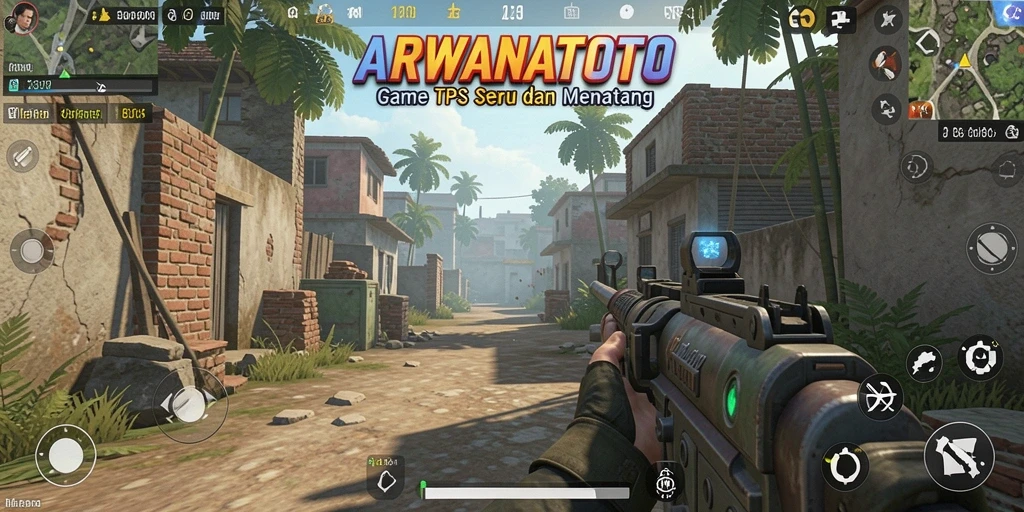 Screenshot gameplay ARWANATOTO menampilkan aksi menegangkan di medan perang.