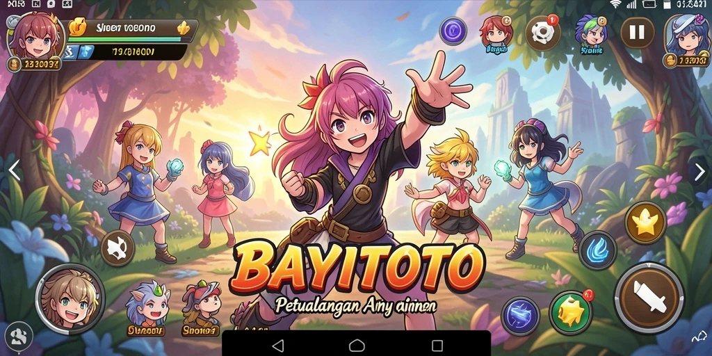 Screenshot gameplay BAYITOTO menampilkan karakter anime dalam aksi seru.