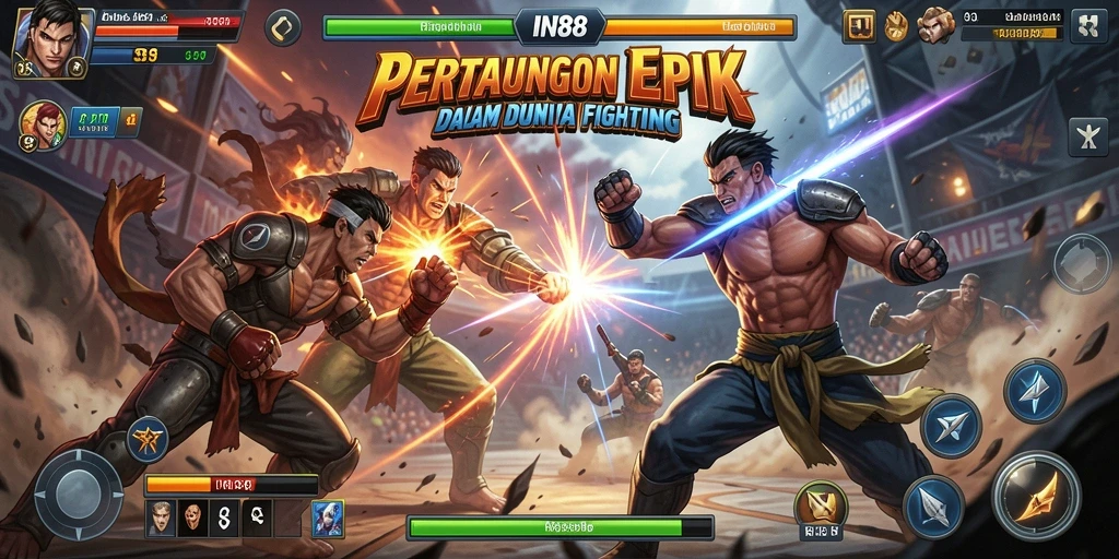 Tampilan seru dan intens dari gameplay Fighting dalam IN88.