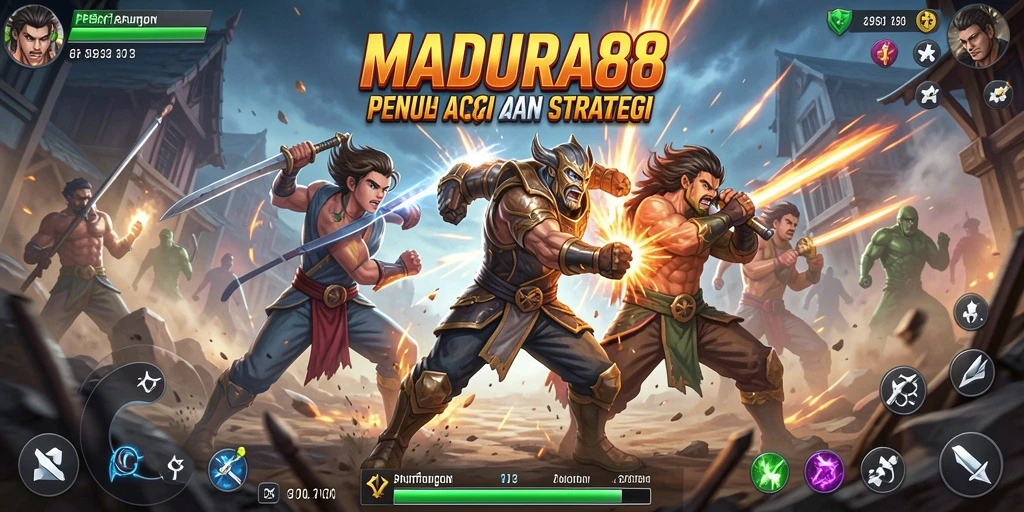 Screenshot gameplay <strong>MADURA88</strong> menampilkan pertarungan yang intens dan karakter yang dinamis.