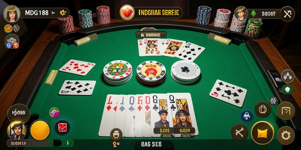 Screenshot MDG188 yang menunjukkan gameplay Gaple yang seru.